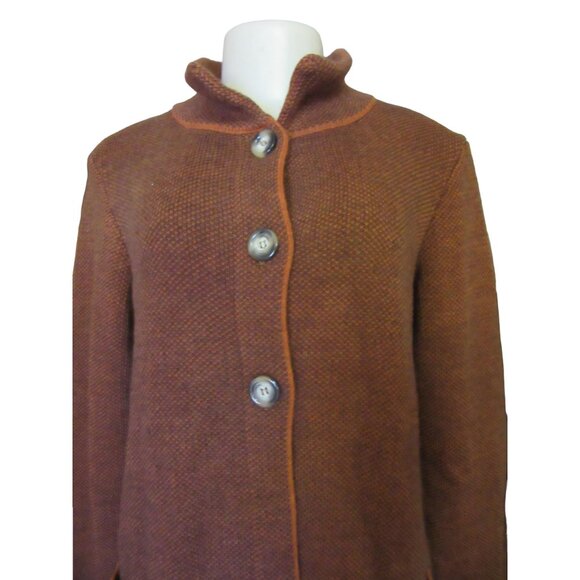Gio & Gio Made in Italy Brown Knit Long Sleeve Button Down Long Cardigan Small - Picture 2 of 7